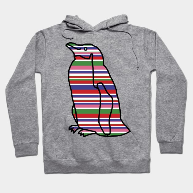 80s Colors Stripes Penguin Hoodie by ellenhenryart